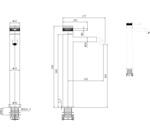 Смеситель для раковины Allen Brau Priority 5.31A02-31 черный матовый