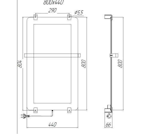 Полотенцесушитель электрический Allen Brau Infinity 80x44 с рейлингом 2.0 и креплением, серебро браш