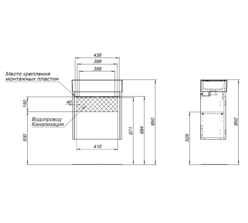 Тумба под раковину Aquanet Nova Lite 50 дуб рошелье (1 дверца)