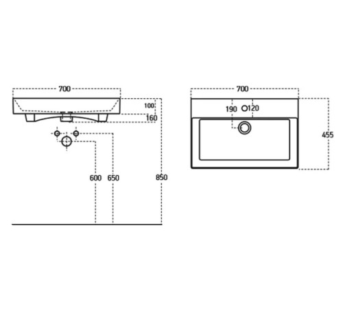 Раковина для тумбы Sanovit Slim Synergy 70 17070