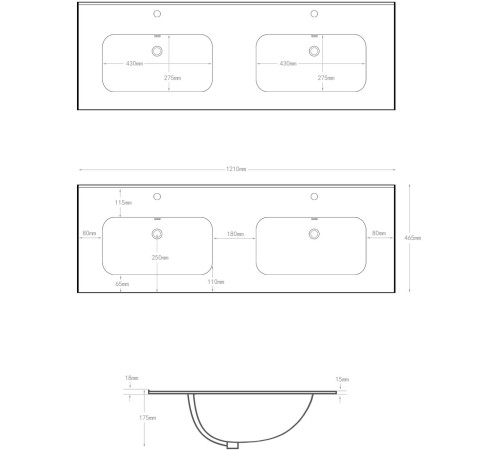 Раковина Aquanet Flat 120 (двойная) белая