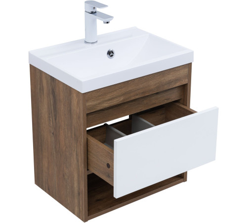 Тумба под раковину Aquanet Тренд 50 дуб рустикальный/белый сатин