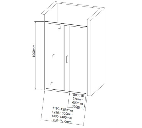 Душевая дверь Aquanet SD-1400A 140, прозрачное стекло