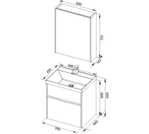 Мебель для ванной Aquanet Латина 60 белый (2 ящика)