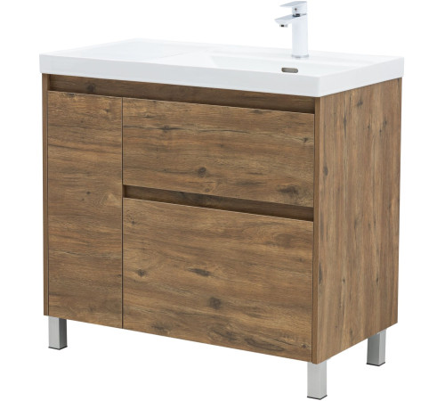 Тумба под раковину Aquanet Nova Lite 2.0 90 напольная, дуб рустикальный, правая