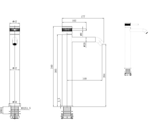 Смеситель для раковины Allen Brau Priority 5.31A02-MG графит браш