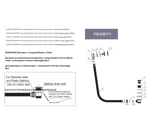 Слив-перелив для ванны Allen Brau Priority 5.31027-31 черный матовый