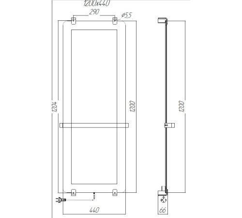 Полотенцесушитель электрический Allen Brau Infinity 120x44 с рейлингом и креплением, серебро браш