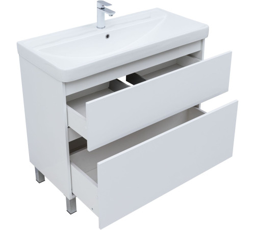 Тумба под раковину Aquanet Вега 100 напольная, белый глянец