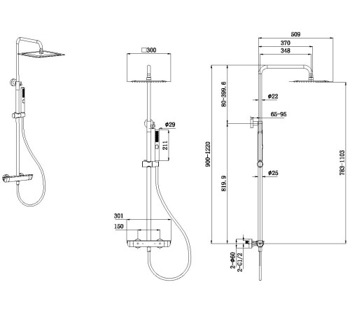 Душевая стойка Allen Brau Infinity 5.21032-31 черный матовый
