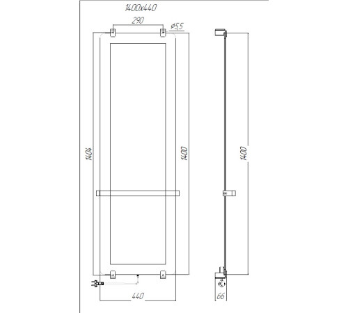 Полотенцесушитель электрический Allen Brau Infinity 140x44 с рейлингом и креплением, серебро браш