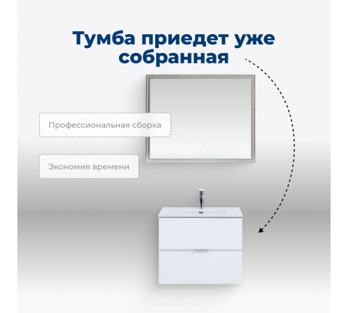 Тумба под раковину Aquanet Алвита New 60 2 ящика, белый матовый