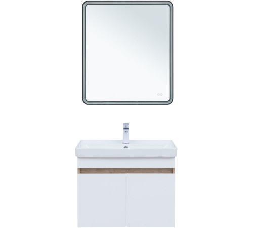 Тумба под раковину Aquanet Оптима 80 дуб светлый/белый сатин