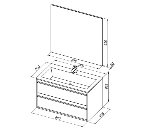 Мебель для ванной Aquanet Lino 90 Дуб Веллингтон