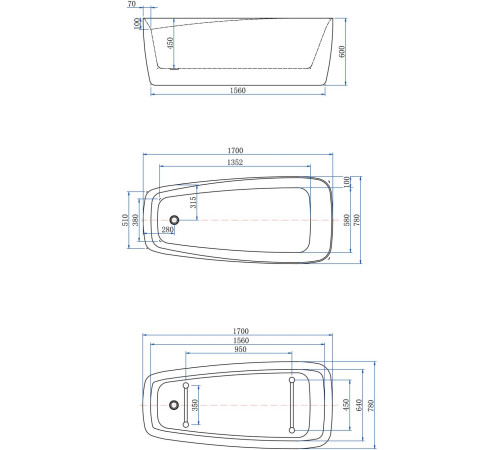 Акриловая ванна Aquanet Family Trend 170x78 90778-MW-MB