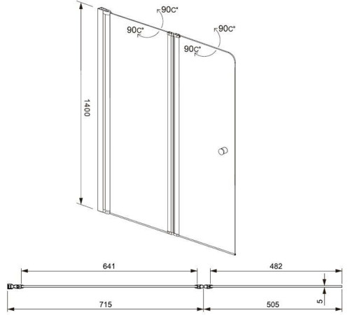 Шторка на ванну Aquanet Alfa 4 NF6222-pivot , прозрачное стекло