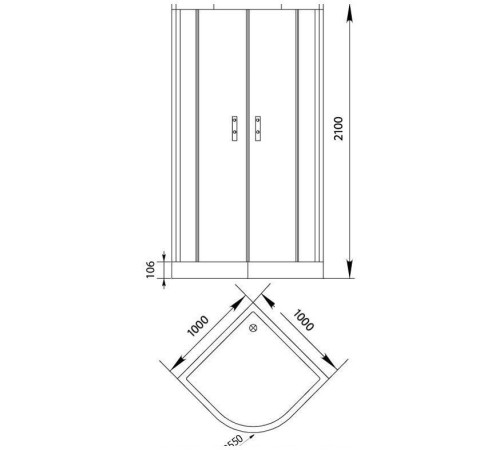 Душевой уголок Aquanet Alfa NAA2142 100x100, R550, прозрачное стекло