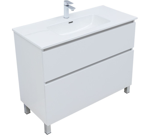 Тумба под раковину Aquanet Вега 100 напольная, белый глянец