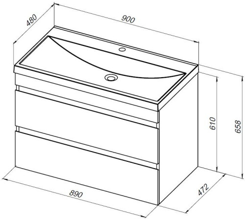 Тумба под раковину Aquanet Нота New 90 белый глянец