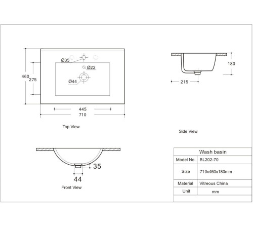 Раковина Aquanet Flow 70