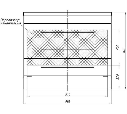 Тумба с раковиной Aquanet Верона 100 белый (напольная 3 ящика)