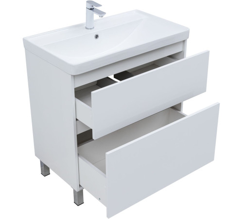 Тумба под раковину Aquanet Вега 80 напольная, белый глянец