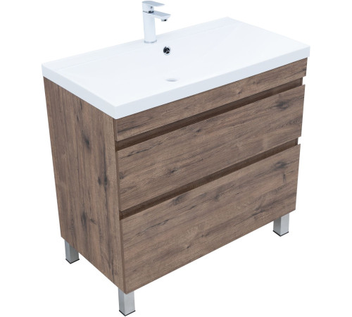 Тумба под раковину Aquanet Нота New 90 напольная, дуб веллингтон табак
