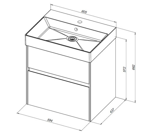 Тумба с раковиной Aquanet Бруклин 60 белый