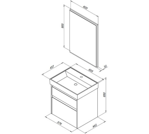 Мебель для ванной Aquanet Nova Lite 60 белый (2 ящика)