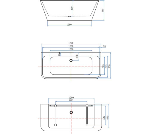 Акриловая ванна Aquanet Family Perfect 170x75 13775-GW-MB