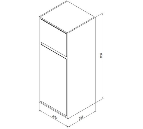 Пенал малый Aquanet Милан 35 черный глянец