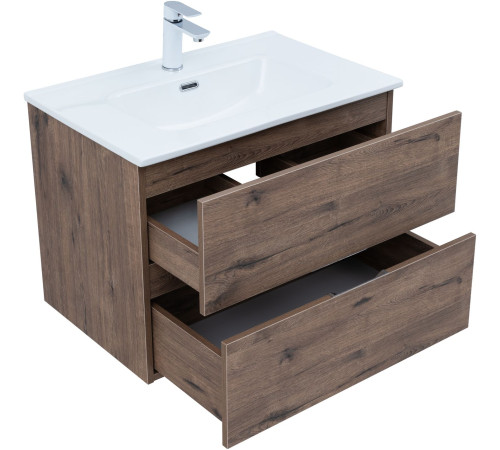 Тумба под раковину Aquanet Алвита New 70 2 ящика, дуб веллингтон табак