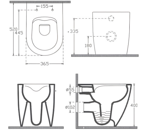 Чаша приставного унитаза Allen Brau Reality 4.32004.AN антрацит