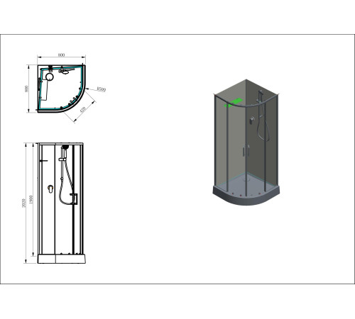 Душевая кабина Aquanet Passion EVO R Black 80x80