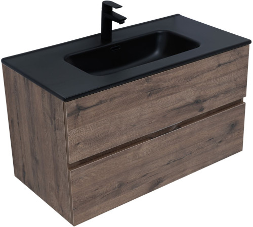 Тумба под раковину Aquanet Алвита New 90 2 ящика, дуб веллингтон табак