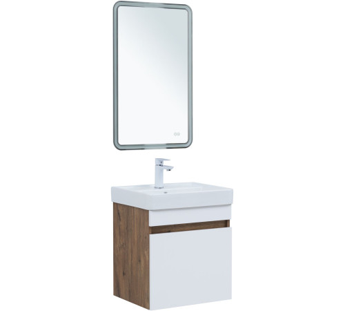 Тумба под раковину Aquanet Оптима 50 дуб рустикальный/белый сатин