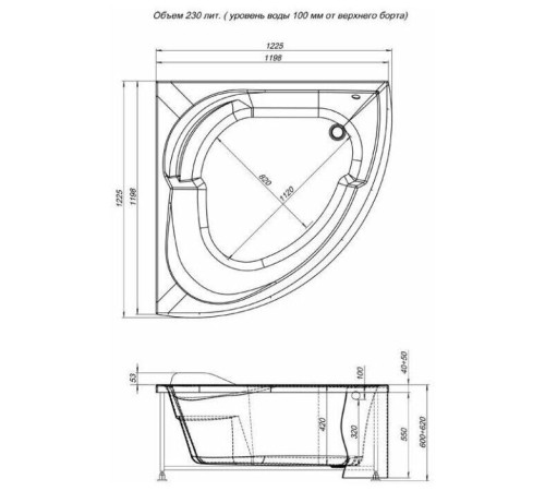 Фронтальный экран Aquanet Extra 170