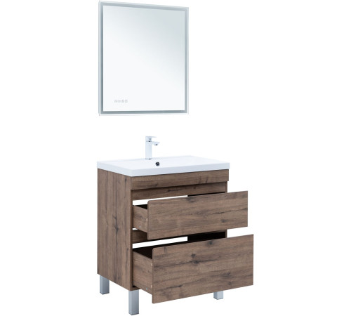 Тумба под раковину Aquanet Нота New 75 напольная, дуб веллингтон табак