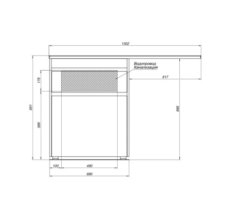 Тумба под раковину Aquanet Токио 68 белый (напольная, 1 ящик)