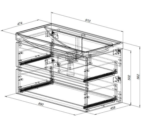 Тумба под раковину Aquanet Вега 2.0 90 черный