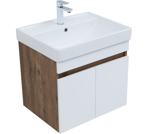 Тумба под раковину Aquanet Оптима 60 дуб рустикальный/белый сатин