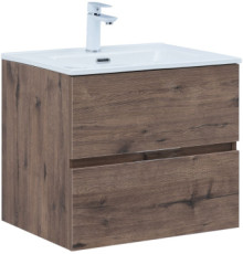 Тумба под раковину Aquanet Алвита New 60 2 ящика, дуб веллингтон табак