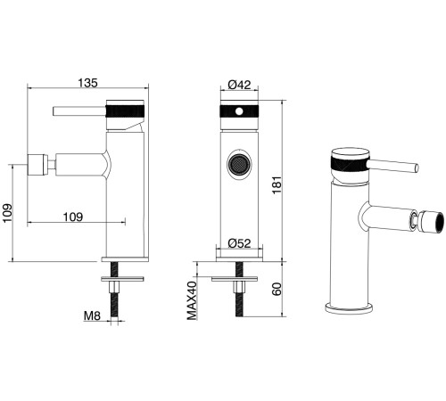 Смеситель для биде Allen Brau Priority 5.31004-00 (с донным клапаном) хром