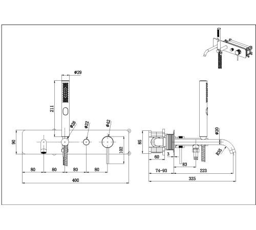 Смеситель для ванны Allen Brau Priority 5.31A05-31 (с внутренней частью) черный матовый