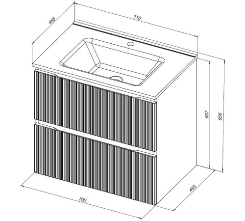 Тумба под раковину Aquanet Джейн (Flat) 70 мисти грин