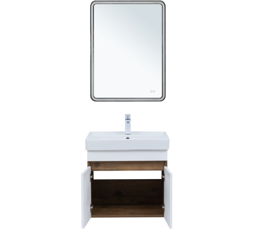 Тумба под раковину Aquanet Оптима 60 дуб рустикальный/белый сатин