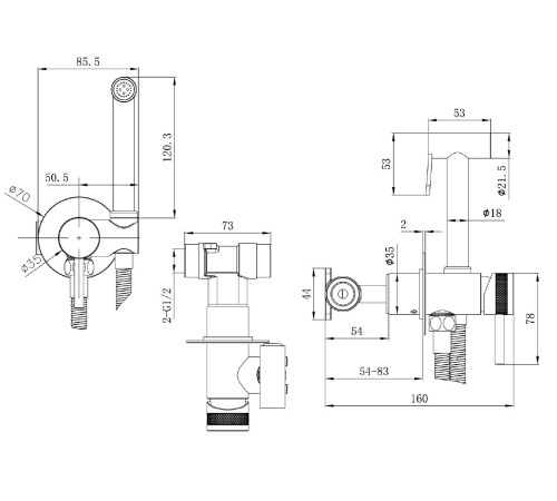 Смеситель с гигиеническим душем Allen Brau Priority 5.31A29-BN (с внутренней частью) никель браш