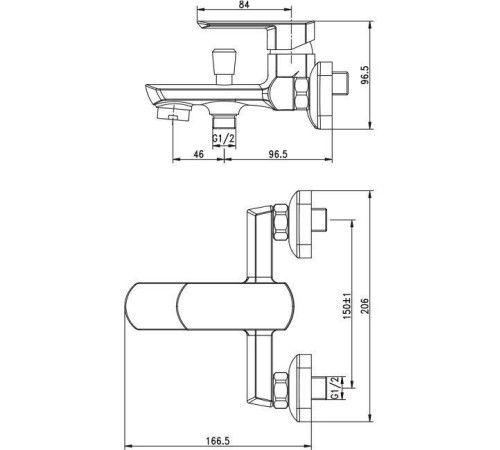 Смеситель для ванны с душем Aquanet Cinetic AF120-20С
