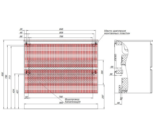 Тумба под раковину Aquanet Джейн (Flat) 90 маренго