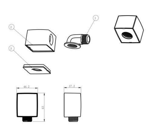 Набор смесителя с гигиеническим душем Aquanet Static 1.03 (с внутренней частью)
